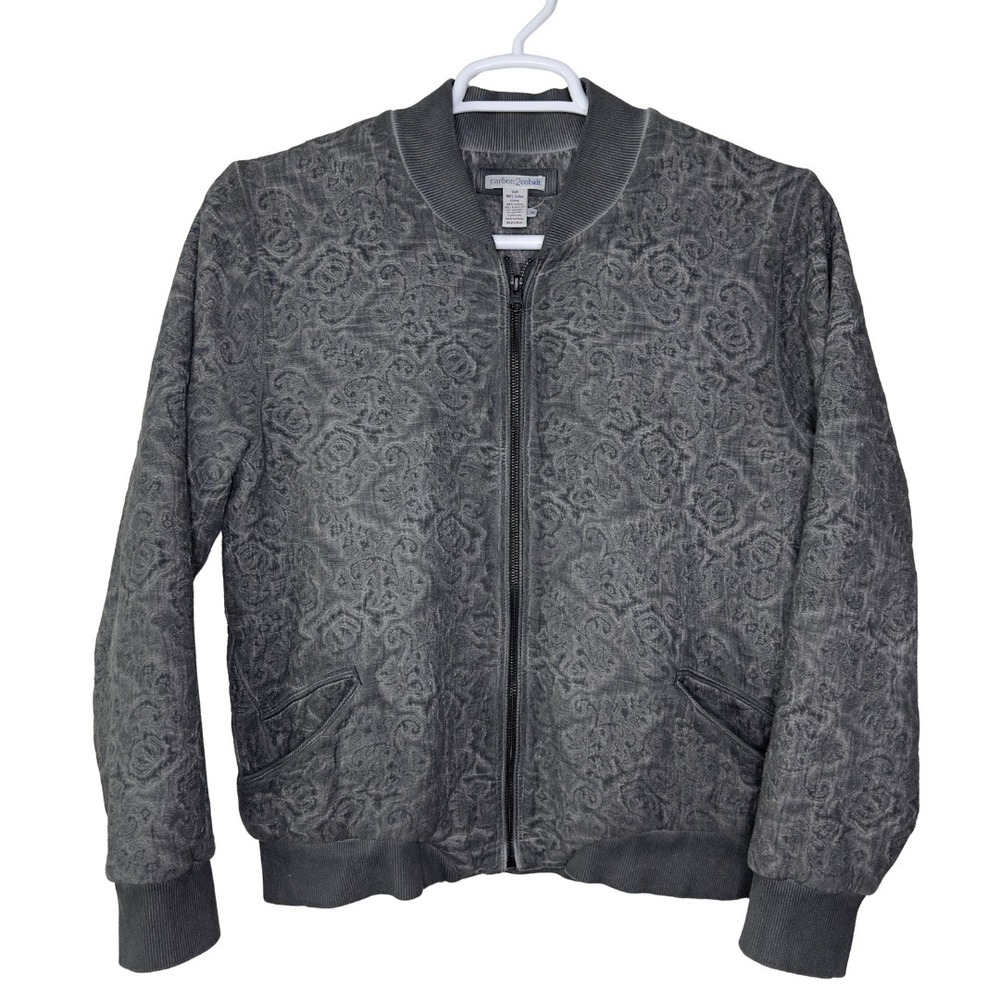 Carbon 2‎ Cobalt Jacket Men's Medium Bomber Full Zip Gray Paisley Print EUC